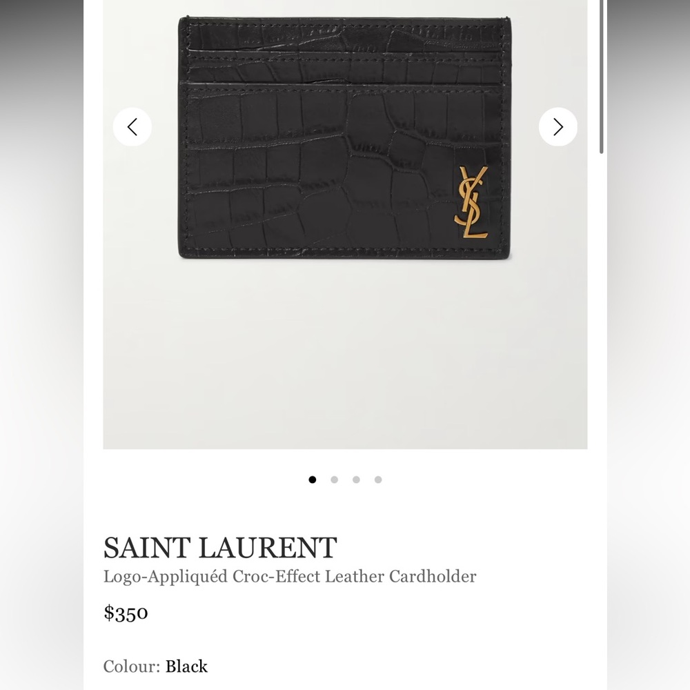 SAINT LAURENT Croc-Effect Leather Cardholder